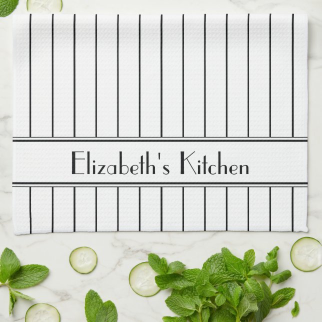 Paño De Cocina Patrón de pinzas blancas negras personalizadas (Doblado)