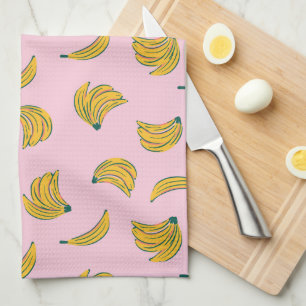 Paño De Cocina Patrón de plátano Guay rosa y amarillo