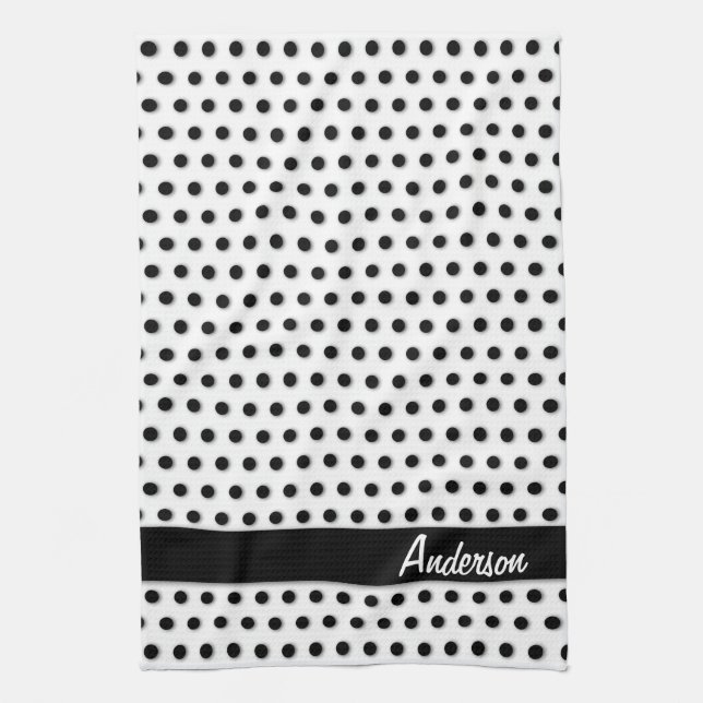 Paño De Cocina Patrón de polkadot negro de tinta (Vertical)