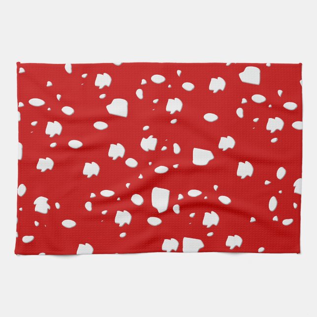 Paño De Cocina patrón de puntos con hongo de toadstool rojo (Horizontal)