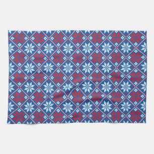 Paño De Cocina Patrón de puntos cruzados azules
