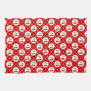 Paño De Cocina Patrón de puntos de cereza: regalo y decoración de