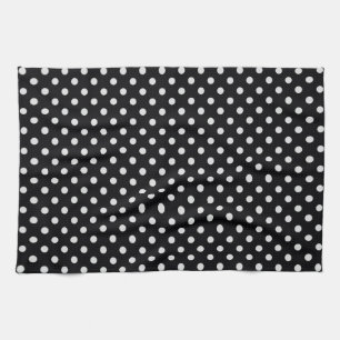 Paño De Cocina Patrón de puntos de polka blanco y negro