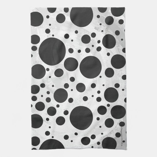 Paño De Cocina Patrón de puntos de polka negro de Kohl (Vertical)