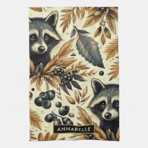 Paño De Cocina Patrón de Racoon de Vintage
