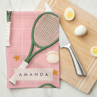 Paño De Cocina Patrón de raqueta de tenis retro personalizado mon