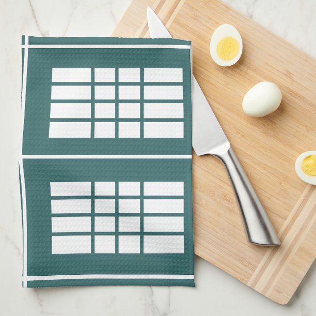 Paño De Cocina Patrón de rayas blancas verde azuladas (Doblado Cuarto)