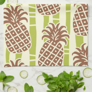 Paño De Cocina Patrón de rayas de bambú y piña Tiki