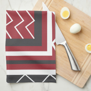 Paño De Cocina Patrón de rayas de chevron de la Plaza Roja gris