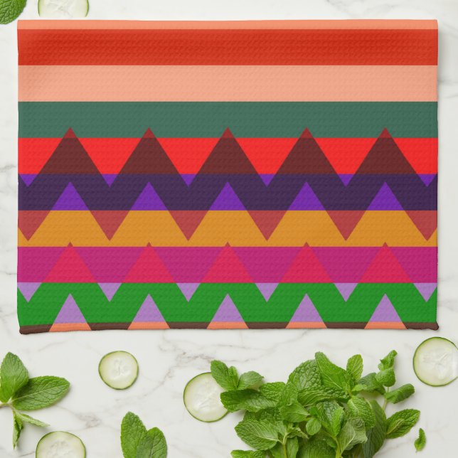 Paño De Cocina Patrón de rayas de chevron de moda #11 (Doblado)
