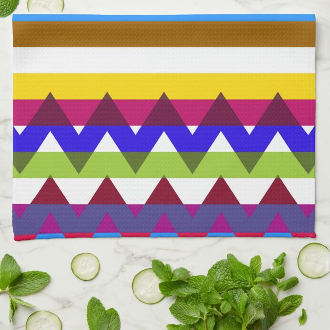 Paño De Cocina Patrón de rayas de chevron de moda #14 (Doblado)