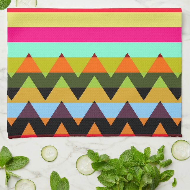 Paño De Cocina Patrón de rayas de chevron de moda #16 (Doblado)