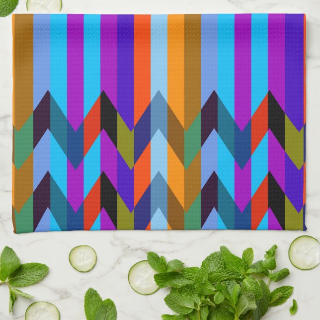 Paño De Cocina Patrón de rayas de chevron de moda #18 (Doblado)