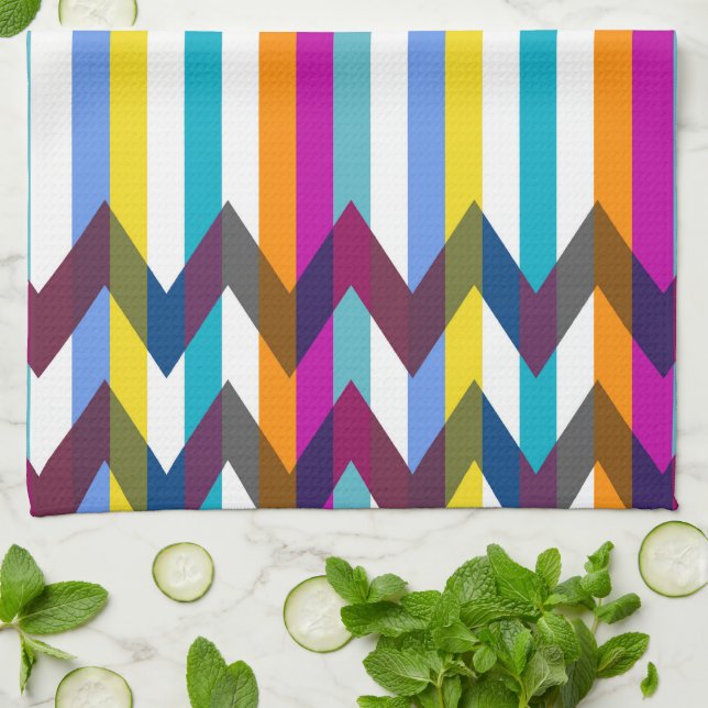 Paño De Cocina Patrón de rayas de chevron de moda #21 (Doblado)