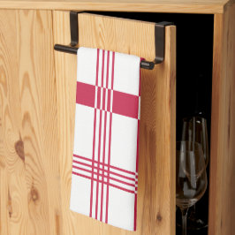 Paño De Cocina Patrón de rayas de tartán blanco rojas