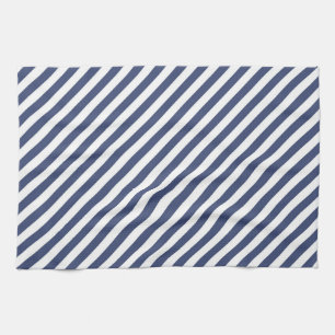 Paño De Cocina Patrón de rayas diagonales azul marino y blanco