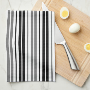 Paño De Cocina Patrón de rayas grises ceniza negro y blanco  