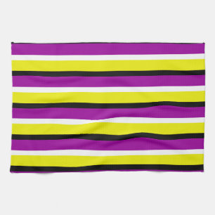 Paño De Cocina Patrón de rayas moradas amarillas