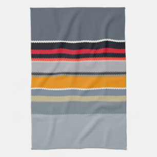 Paño De Cocina Patrón de rayas multicolor de plata azul amarillo