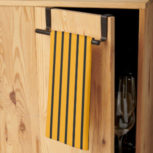 Paño De Cocina Patrón de rayas retro amarillo negro