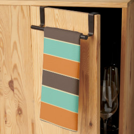 Paño De Cocina Patrón de rayas verdes, negras y naranjas