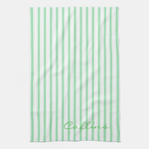 Paño De Cocina Patrón de rayas verdes y blancas