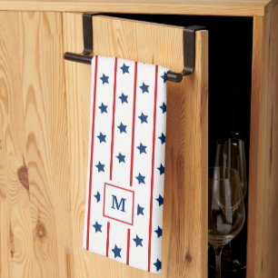 Paño De Cocina Patrón de rayas y estrellas patrióticas personaliz