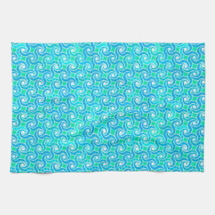 Paño De Cocina Patrón de remolino abstracto - Azul, verde jade y 