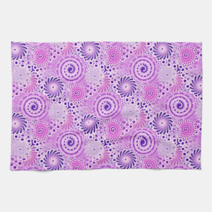 Paño De Cocina patrón de remolino fractal, violeta, orquídea