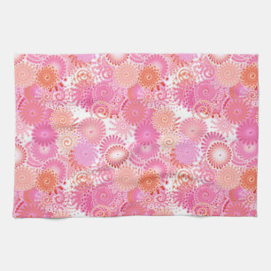 Paño De Cocina Patrón de remolinos fractales, tonos rosa y coral