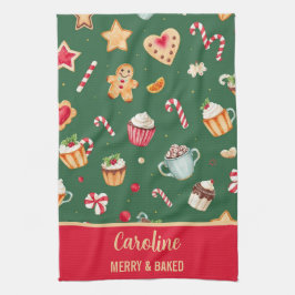 Paño De Cocina Patrón de repostería navideña personalizado