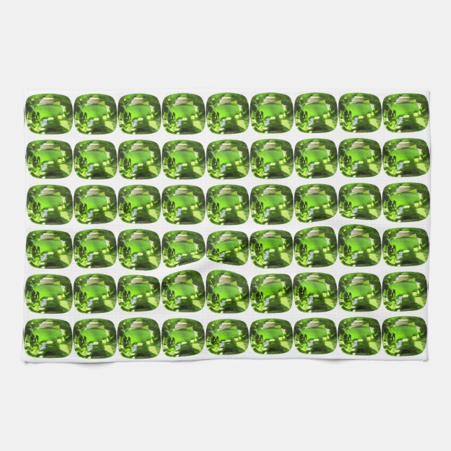 Paño De Cocina Patrón de resumen verde (Horizontal)