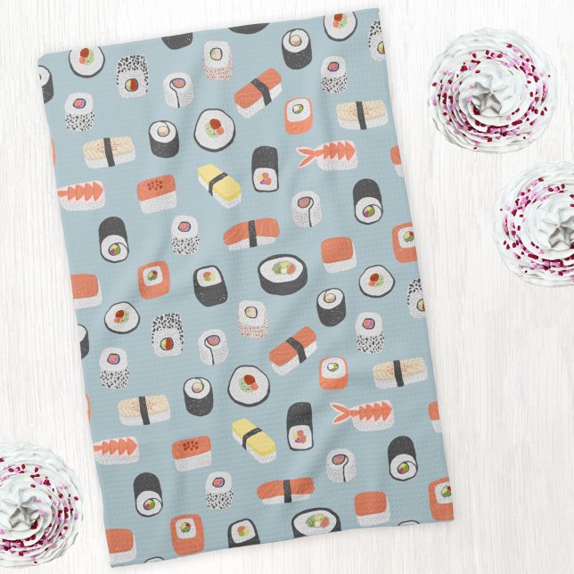 Paño De Cocina Patrón de rollo Sushi Nigiri Maki (Japanese Sushi pattern kitchen tea towel)