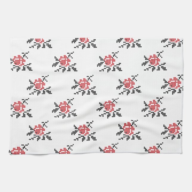 Paño De Cocina patrón de ROSA (Horizontal)