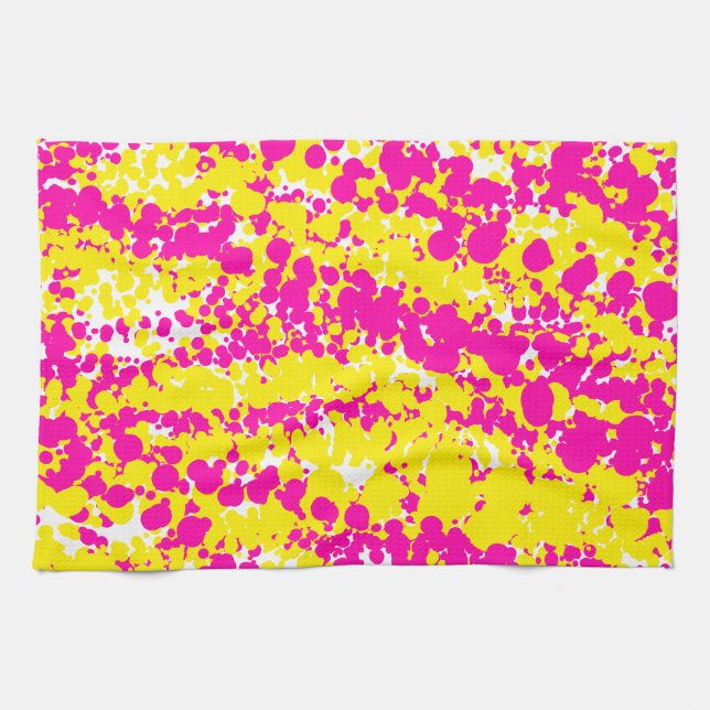 Paño De Cocina Patrón de salpicadura rosa y amarilla (Horizontal)