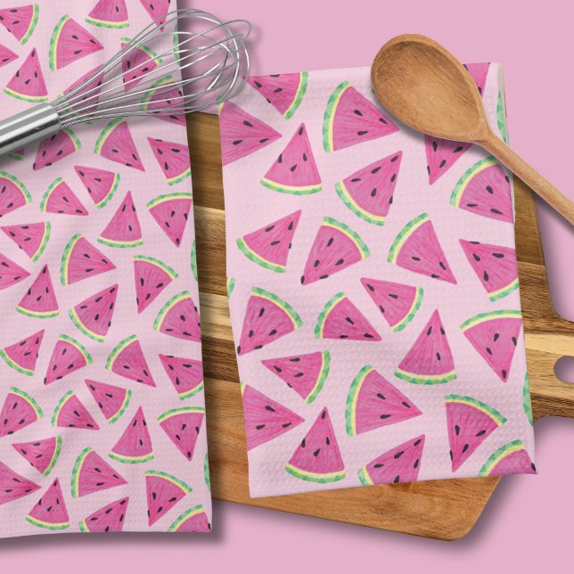 Paño De Cocina Patrón de sandía rosa (PInk watermelon kitchen tea towel)
