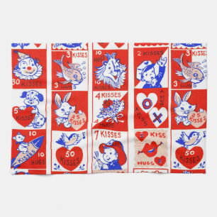 Paño De Cocina Patrón de sello vintage de San Valentín de los año