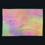 Paño De Cocina Patrón de sirena de Ombre Pastel colorido divertid<br><div class="desc">Escalas de sirena de color rosa,  púrpura,  Verde azulada y Naranja de Guay Pastel con patrón de Relieve metalizado dorado. Esta divertida marca de sirena es perfecta para un regalo de cumpleaños bajo el mar Mermaid.</div>