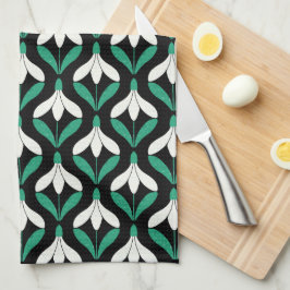 Paño De Cocina patrón de snowdrop moderno de mediados de siglo