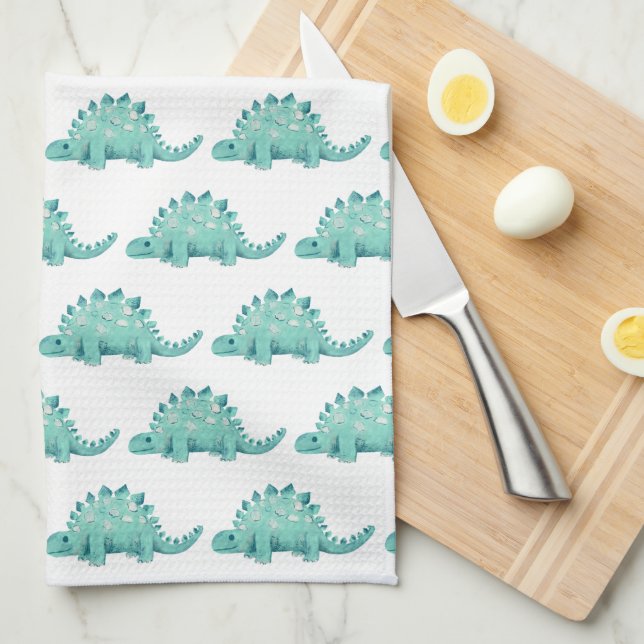 Paño De Cocina Patrón de Stegosaurus de dinosaurio lindo (Doblado Cuarto)