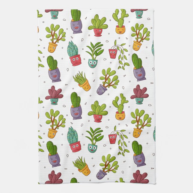 Paño De Cocina Patrón de suculentos de la naturaleza de Cactus (Vertical)