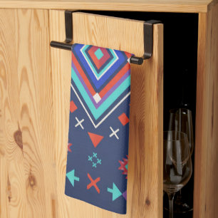 Paño De Cocina Patrón de Superficie Geométrico Boho Turquesa Mari