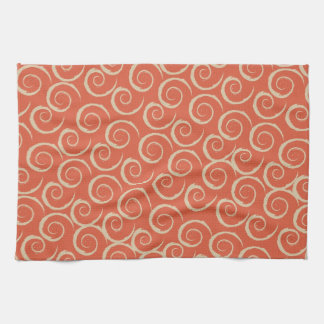Paño De Cocina Patrón De Swirl Retro Naranja Quemado