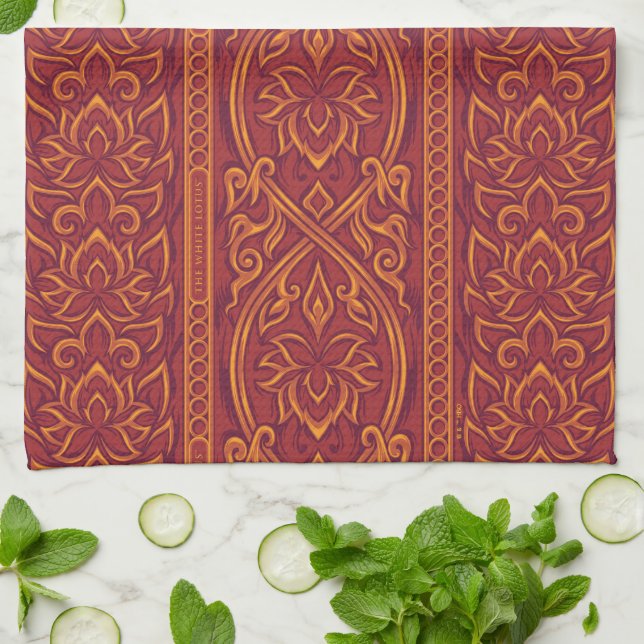Paño De Cocina Patrón de Tapices Lotus Luxe - El Lotus Blanco (Doblado)
