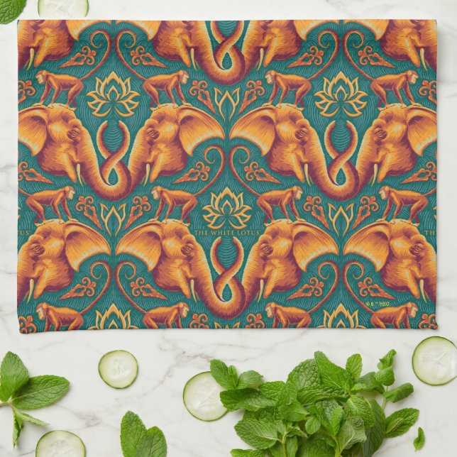 Paño De Cocina Patrón de tapiz safari exótico - El Lotus blanco (Doblado)