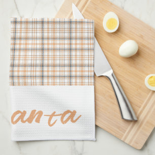 Paño De Cocina Patrón de tartán vintage nombre blanco gris blanco