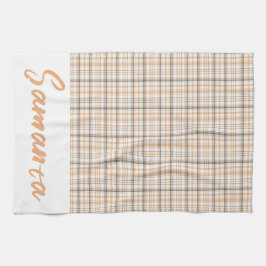 Paño De Cocina Patrón de tartán vintage nombre blanco gris blanco