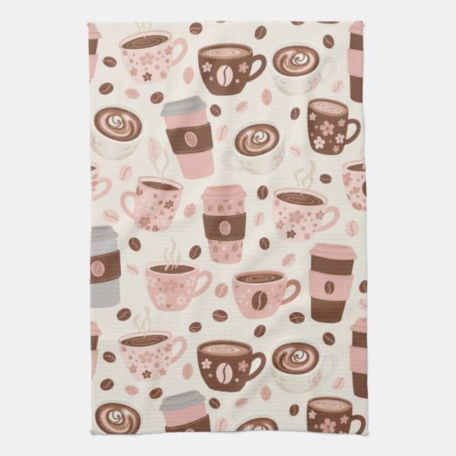 Paño De Cocina Patrón de taza de café acogedor (10) (Vertical)