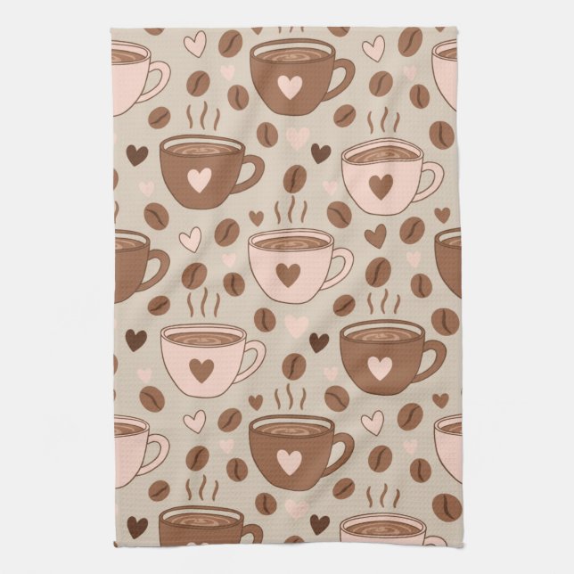 Paño De Cocina Patrón de taza de café acogedor (11) (Vertical)