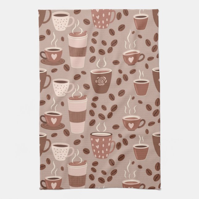 Paño De Cocina Patrón de taza de café acogedor (4) (Vertical)